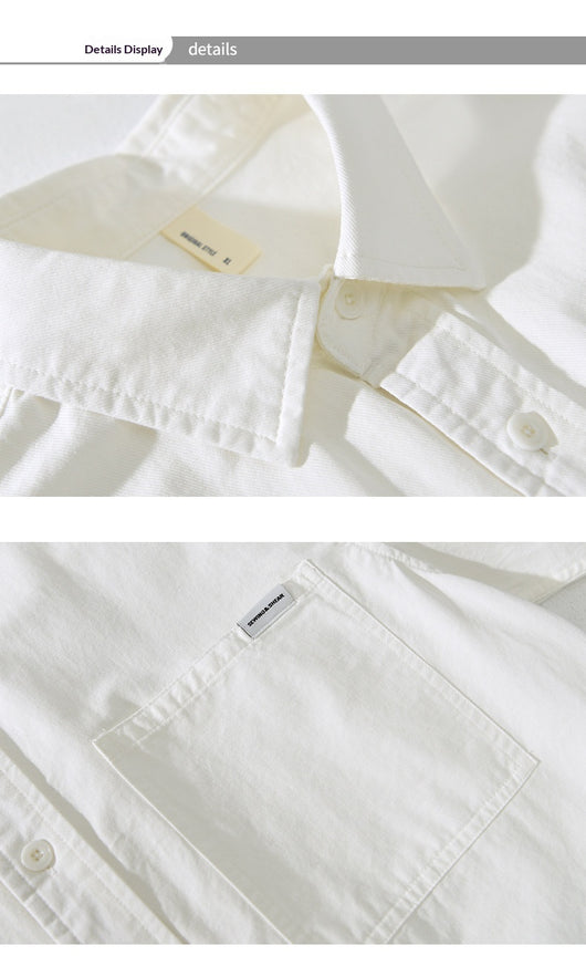 Camisa de Trabajo Minimalista Retro de Manga Larga para Hombre - Image 12