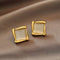 Cat's Eye Flower Earrings High Sense Opal Square Triangle Geometry Earrings Square trumpet