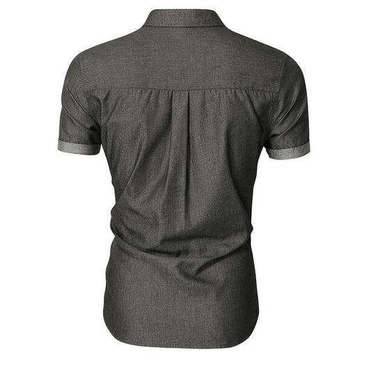 Camisa Denim Casual de Manga Corta sin Planchado para Hombre - Image 32