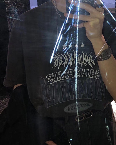 Camiseta Hombre Verano Suelta con Estampado de Letras - Image 9