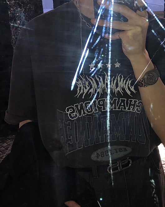 Camiseta Hombre Verano Suelta con Estampado de Letras - Image 9