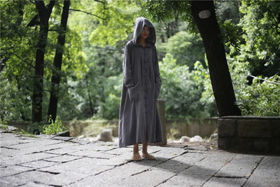 Abrigo Largo Cortavientos de Algodón y Lino para Mujer - Image 29