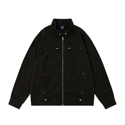 Chaqueta de Trabajo Hombre Cuello Alto Cremallera Suelta Primavera Otoño - Image 7