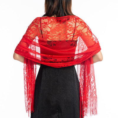 Chal Foulard de Encaje Calado en Colores Sólidos - Image 5
