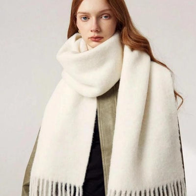 Bufanda de Lana Cálida para Otoño e Invierno - Colores Sólidos Premium