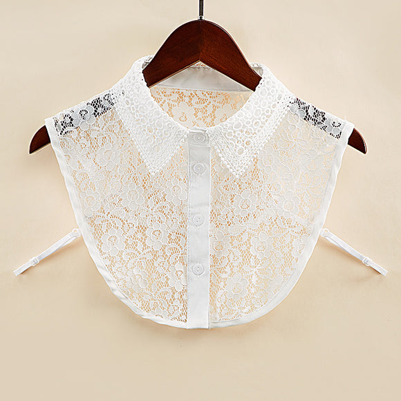 Cuello Falso de Encaje Hueco Monocromático