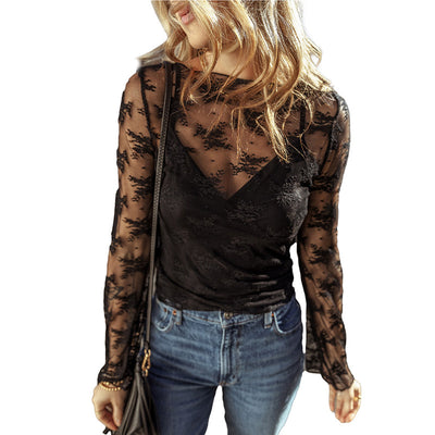 Blusa Reductora de Encaje Manga Larga Ajustada para Mujer - Image 5