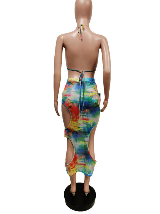 Traje de Baño de Tres Piezas con Estampa de Malla - Image 6