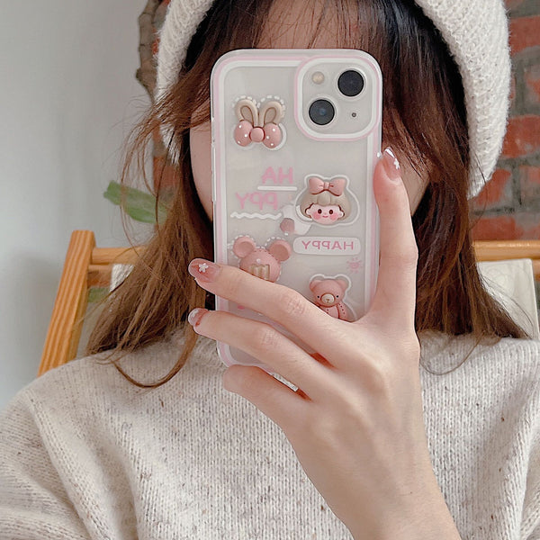 Funda Transparente 3D con Moño de Silicona Suave para Celular