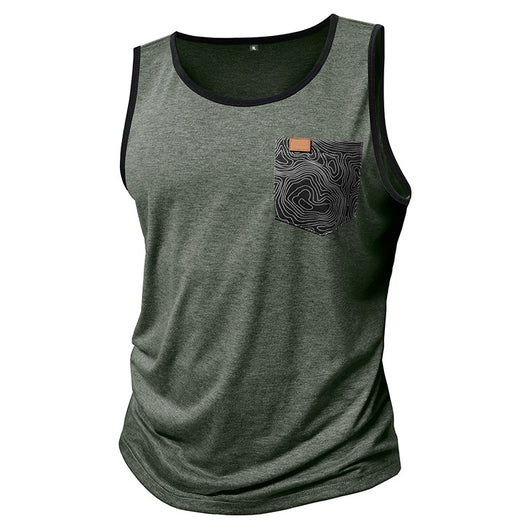 Camiseta Deportiva Suelta sin Mangas con Bolsillos y Estampado - Image 2