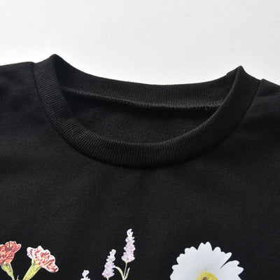 Sudadera Infantil Estampado Floral Manga Larga Negro - Image 11