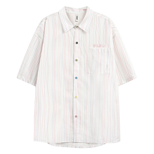 Camisa de Rayas Verticales Manga Corta para Hombre