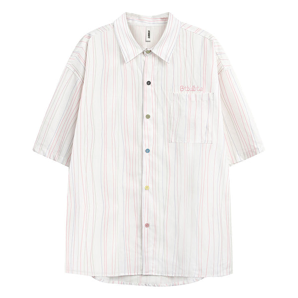 Camisa de Rayas Verticales Manga Corta para Hombre