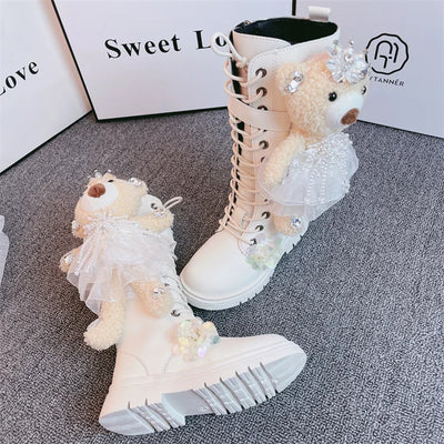 Botas de Cuero con Diseño de Osito para Niñas - Image 14