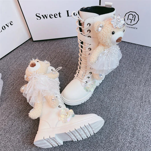 Botas de Cuero con Diseño de Osito para Niñas - Image 14