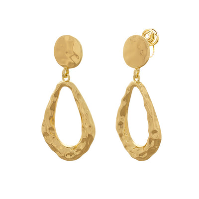 Aretes Colgante Gota de Agua Hueca Dorados Estilo Fashionable - Image 4