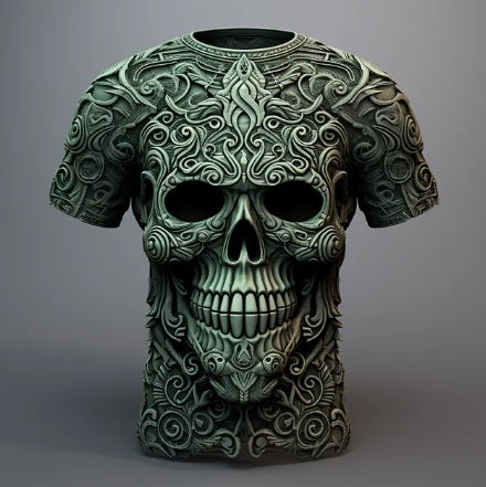 Playera Hip Hop 3D Calavera Estampado Europeo Tendencia Urbana - Image 29