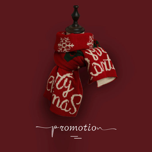 Bufanda Tejida Roja con Estampado de Reno y Copos de Nieve - Image 12