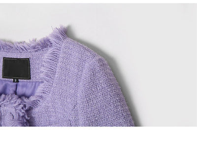 Abrigo Tweed Elegante para Mujer - Cuello Cuadrado Otoño - Image 15