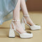 Sandalias Romanas Retro de Tacón Alto con Tiras Ajustables