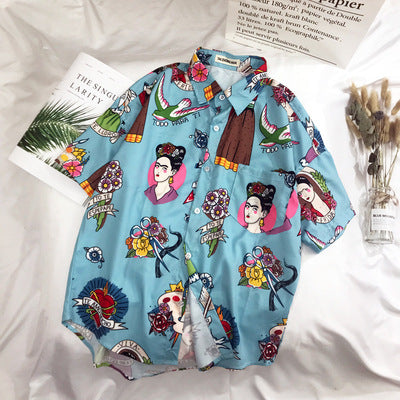 Camisa Holgada de Playa con Estampado Graffiti para Hombre y Mujer - Image 2