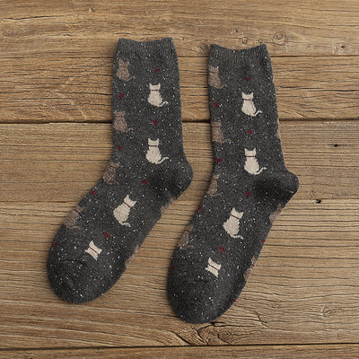 Calcetines Retro de Lana con Diseño de Gatitos Adorables - Image 11