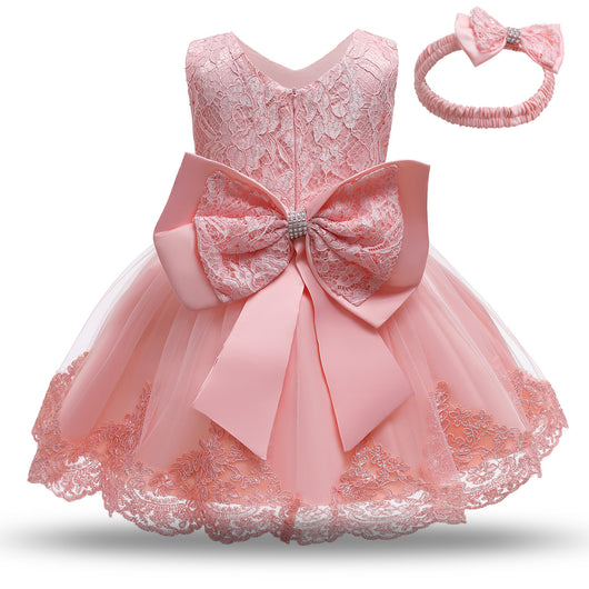 Vestido de Princesa para Primer Año con Moño y Encaje - Image 7