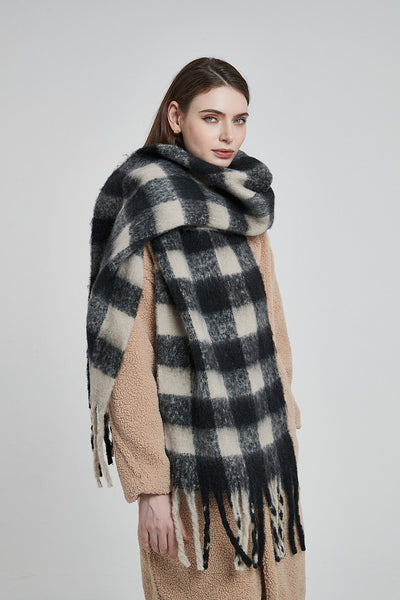 Bufanda Escocesa Gruesa con Borlas para Mujer - Chal Acolchado Premium - Image 19