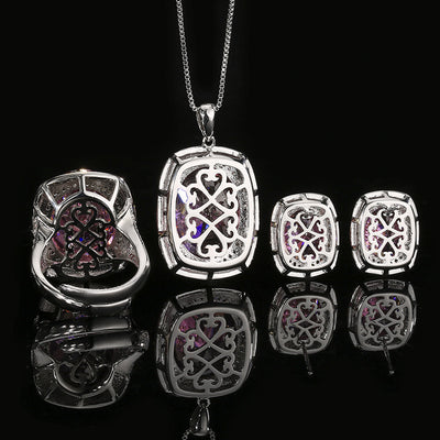 Conjunto de Joyas con Rosas Secas - Collar, Aretes y Anillo de Lujo - Image 12