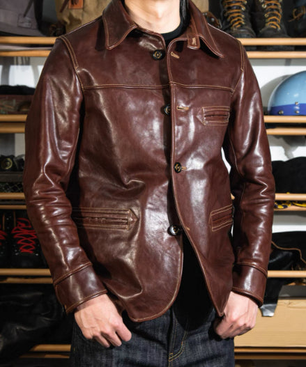 Chaqueta de Cuero Pesado Largo para Hombre - Image 9
