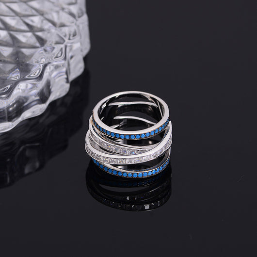 Anillo de Moda Enchapado con Incrustaciones Europeas y Estadounidenses - Image 3