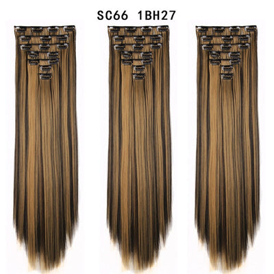 Set de Extensiones de Cabello con 16 Clips - Peluca de Fibra Sintética Premium - Image 49