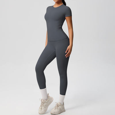 Conjunto Deportivo Mujer: Playera y Pantalón Yoga Cintura Alta - Image 10