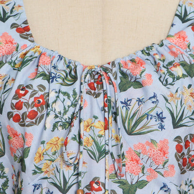 Vestido Azul Mori con Mangas Abullonadas, Cintura Alta y Estampado - Image 13
