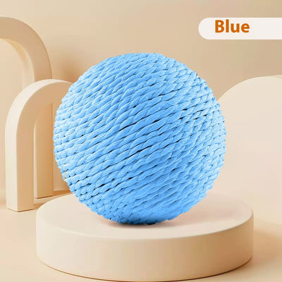 Oversized sisal ball cat toy in natural primary color, displayed on a light beige pedestal. - Image 8