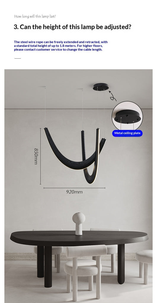 Lámpara de Techo Minimalista Moderna en Forma de U - Madera Maciza para Sala y Comedor - Image 16