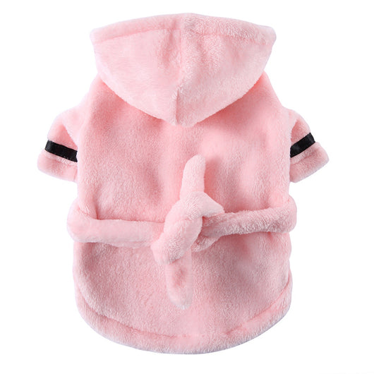 Bata Absorbente para Mascotas - Toalla de Algodón Premium Blanco y Coral - Image 6