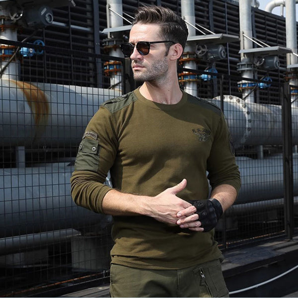 Playera Manga Larga Camuflaje Táctica de Algodón Premium para Hombre
