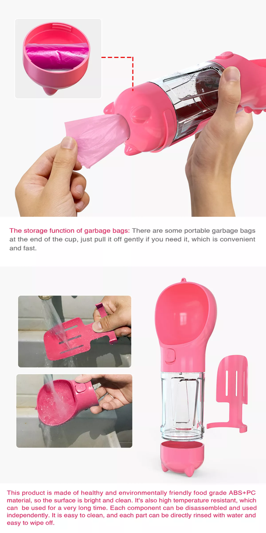 Botella Dispensadora 3 en 1 para Perros - 500ml Portátil con Comedero y Recogedor de Heces - Image 18