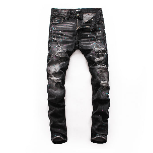 Pantalones Vaqueros Rotos con Parches para Hombre - Slim Fit Biker con Diseño Personalizado