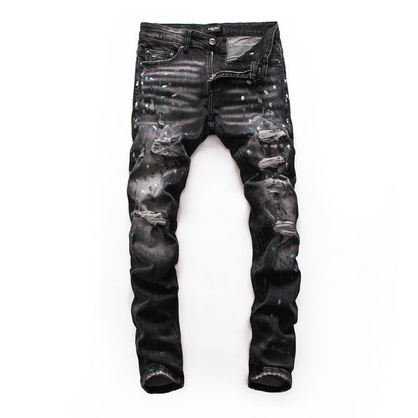 Pantalones Vaqueros Rotos con Parches para Hombre - Slim Fit Biker con Diseño Personalizado