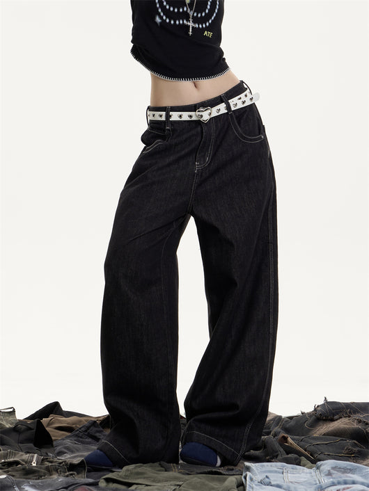 Jeans Retro Americano Desgastado Mujer Corte Recto Holgado - Image 9
