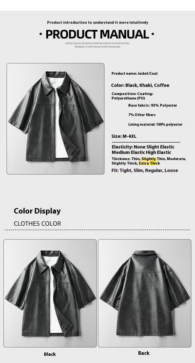 Chaqueta de Cuero Corta Estilo High Street con Mangas Cortas - Image 19