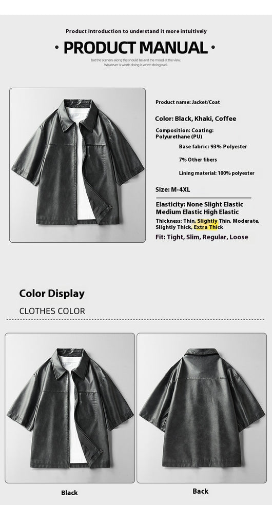 Chaqueta de Cuero Corta Estilo High Street con Mangas Cortas - Image 19