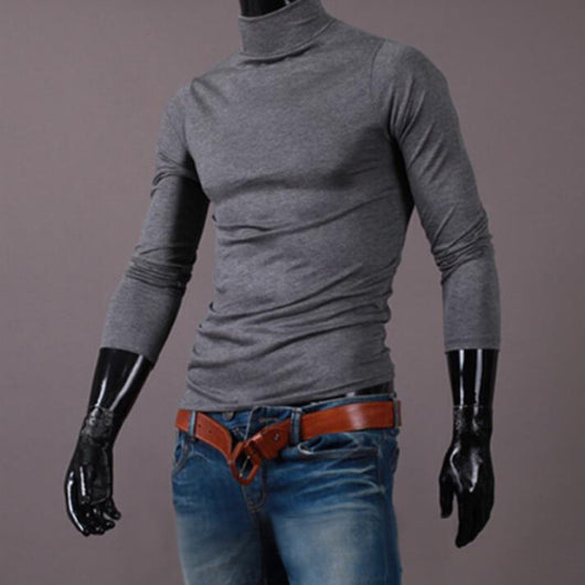 Suéter Cuello Alto Slim Fit Elegante para Hombre Joven