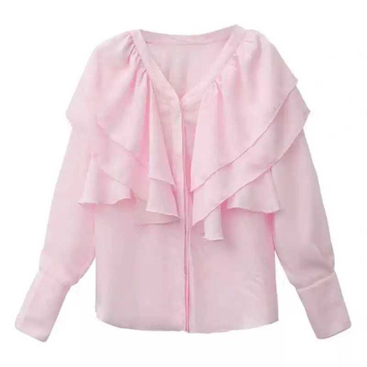 Blusa Chifón Manga Larga Suelta para Mujer