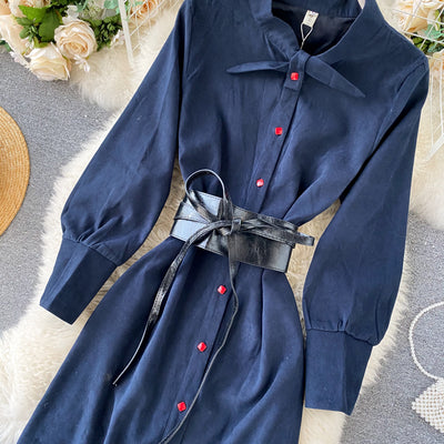 Vestido Camisero Elegante Contraste de Colores - Diseño Moderno Otoño Invierno - Image 4