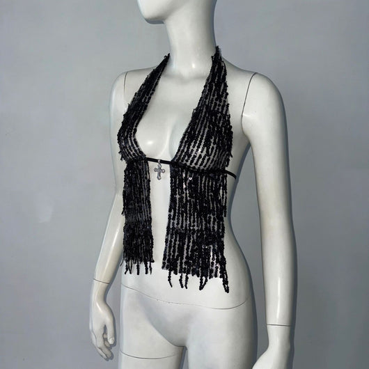 Top Halter Lentejuelas con Cordones y Tirantes Ajustables - Image 14
