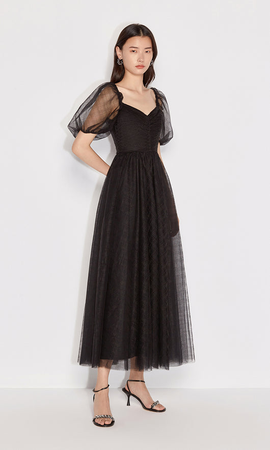 Vestido Cuadros con Mangas Voluminosas y Cuello Clásico - Image 13