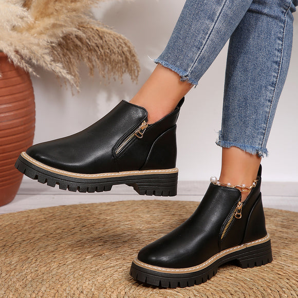 Botas de Tacón Alto Redondo para Otoño e Invierno